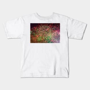 Colorful fireworks against dark sky Kids T-Shirt